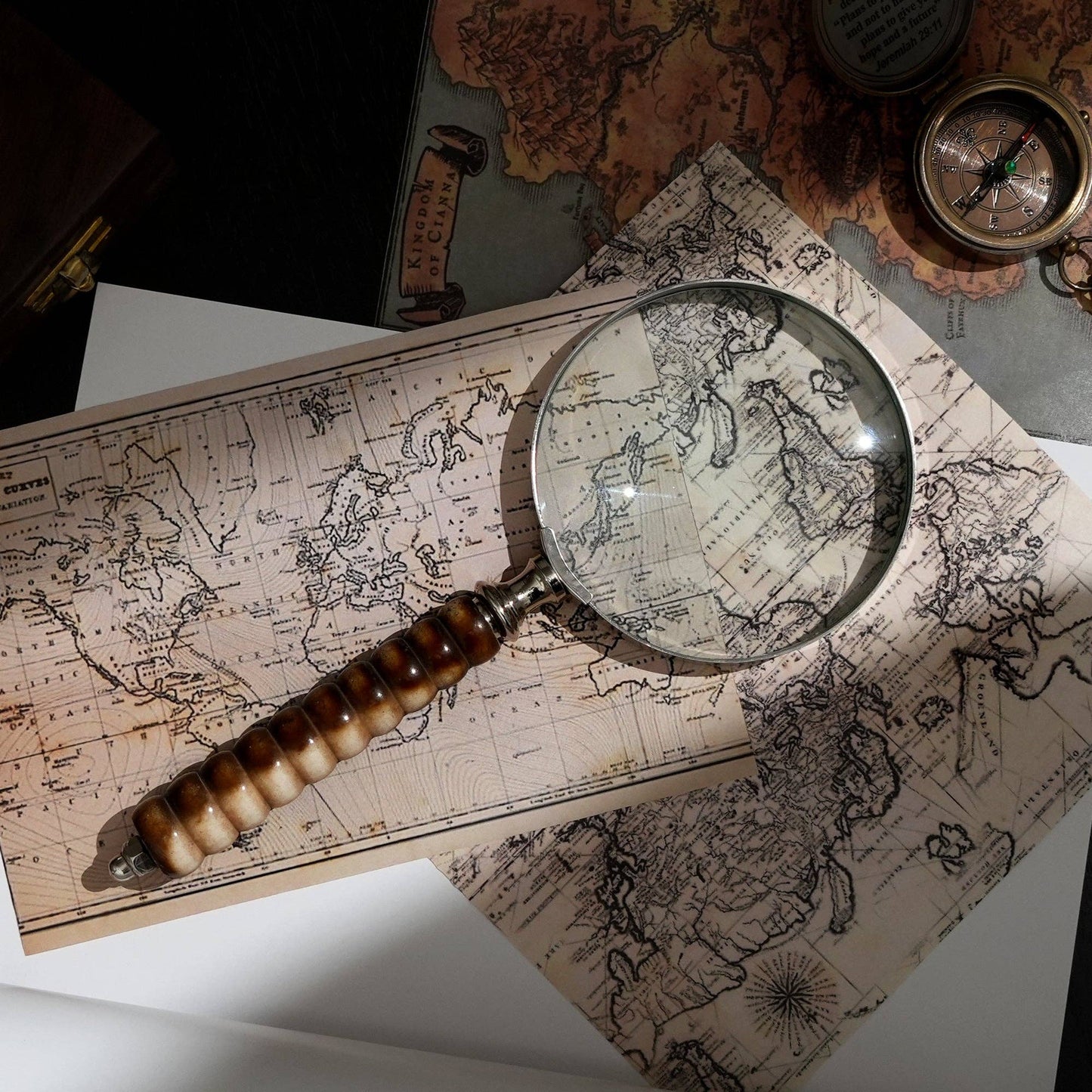 Brown Resin Handle Magnifying Glass – Steel Frame