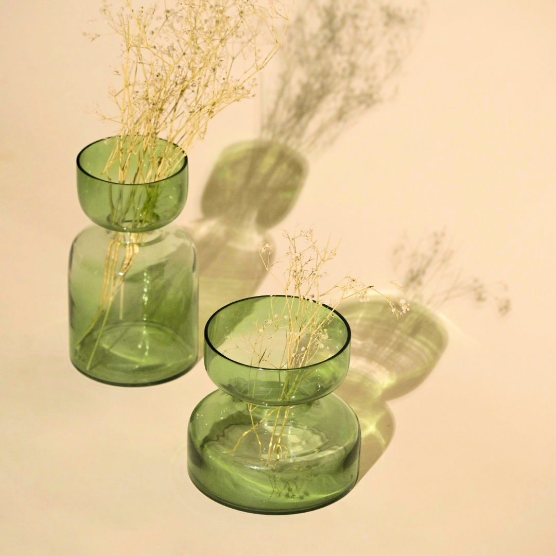 Vase | Handblown Glass Sage Tinted Handcrafted | Green