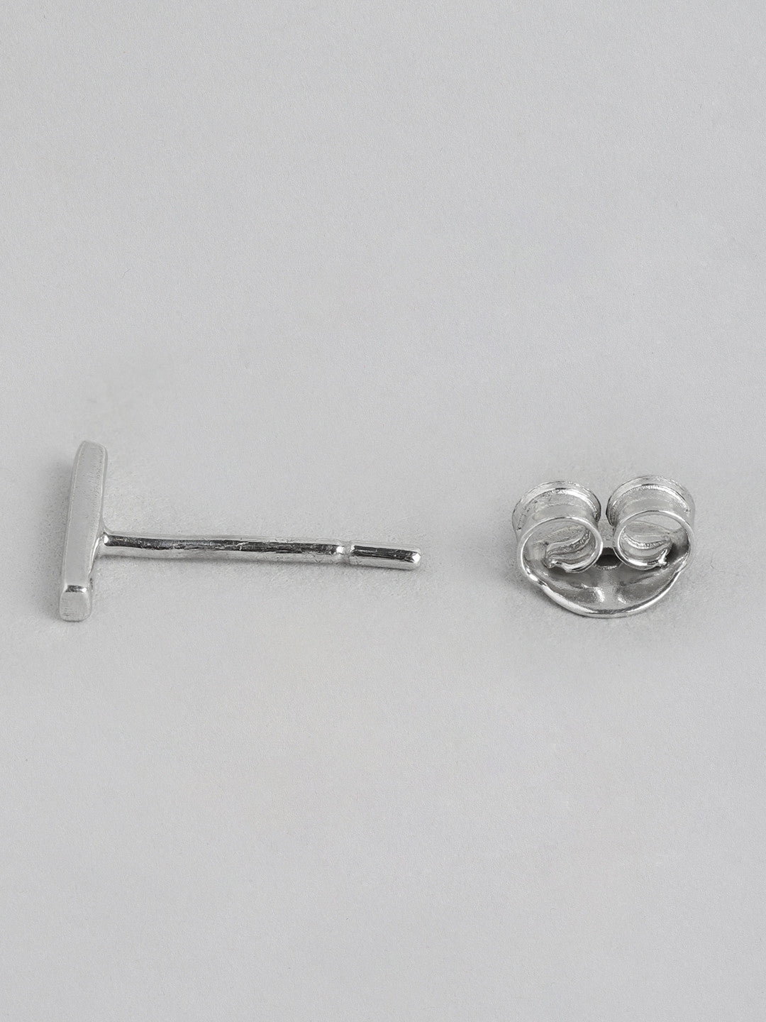 Rhodium-Plated 925 Sterling Silver Contemporary Studs – Stud Earrings – CZ Accent – 0.9 cm