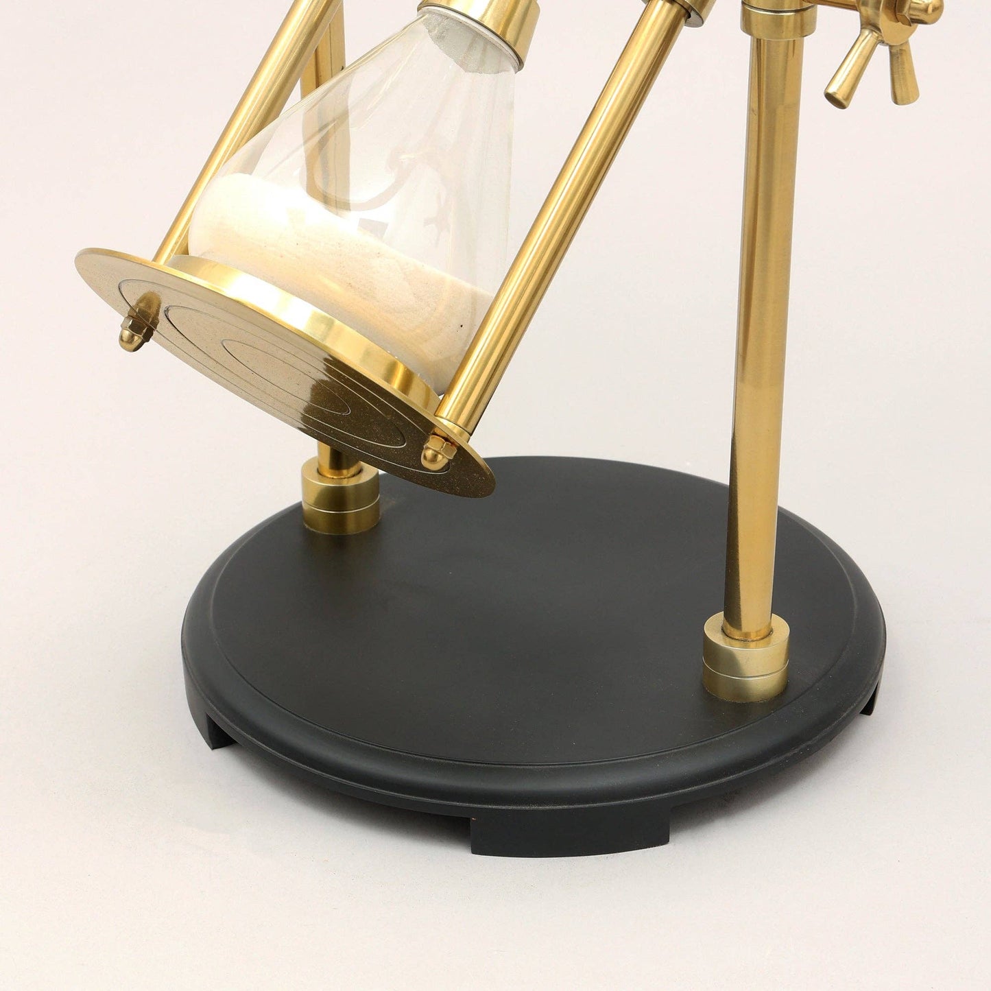 Decorative Sand Timer Table – Gold & Black Base