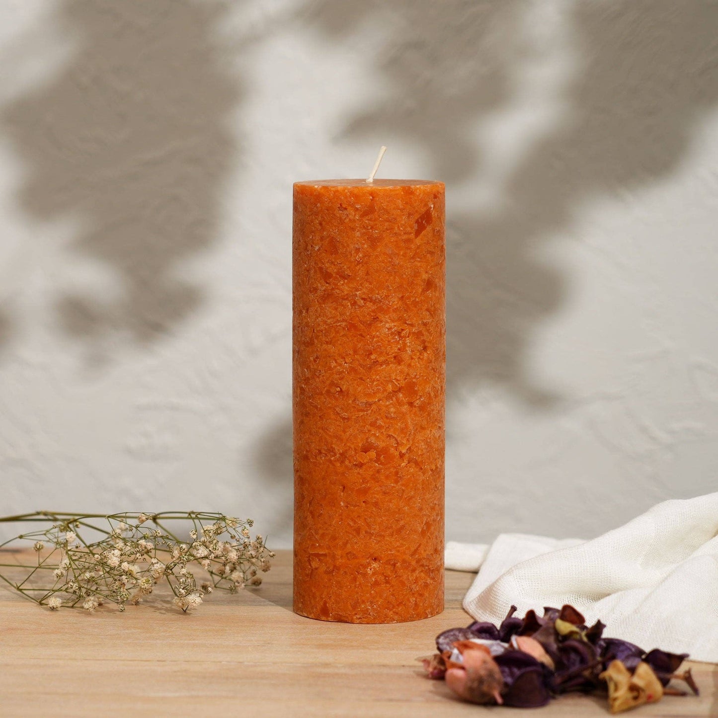 Grapefruit & Ginger Marble Pillar Candle – Ochre Collection | Handcrafted Marble Finish Wax Candle with Fresh Citrus & Spicy Aroma | Elegant Home Décor Accent