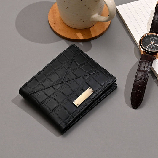 Black Leather Slim Full-Grain Men’s Wallet with Pockets