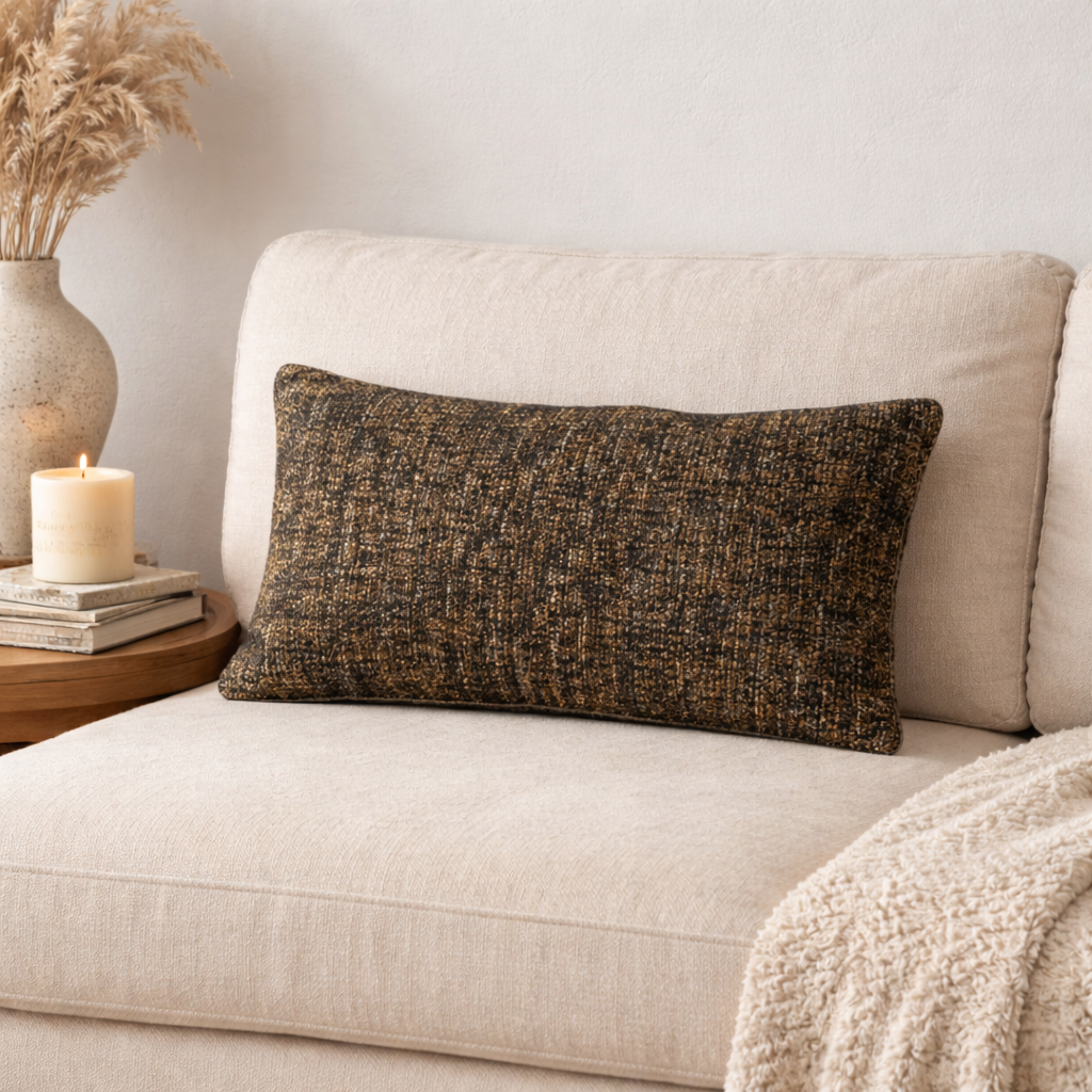 Black Cotton Lumbar Cushion – Support Pillow