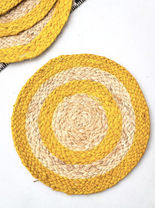 Artisan Jute Place Mats – Tabletop Dining Accessories – Woven Design – Set of Four