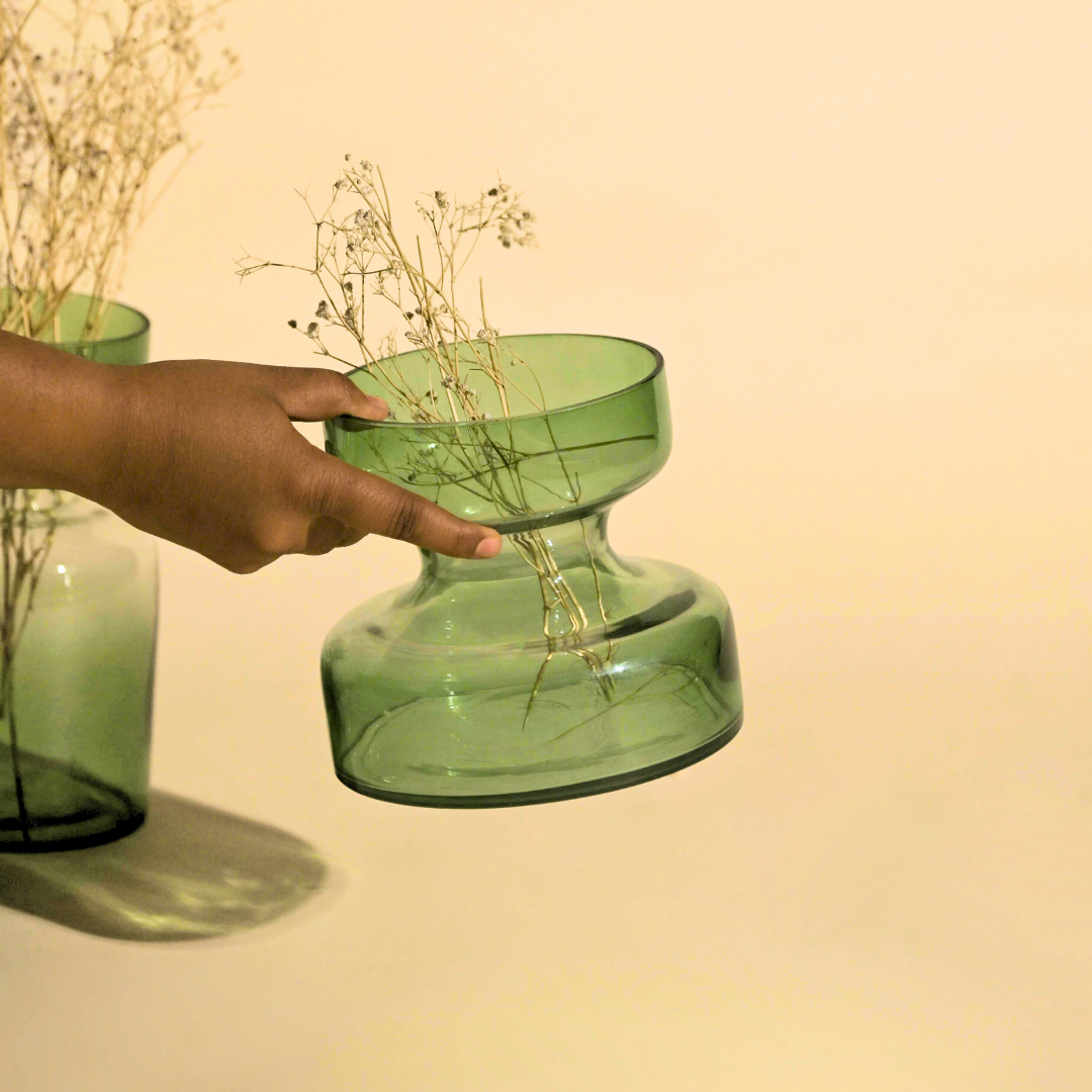 Vase | Handblown Glass Sage Tinted Handcrafted | Green