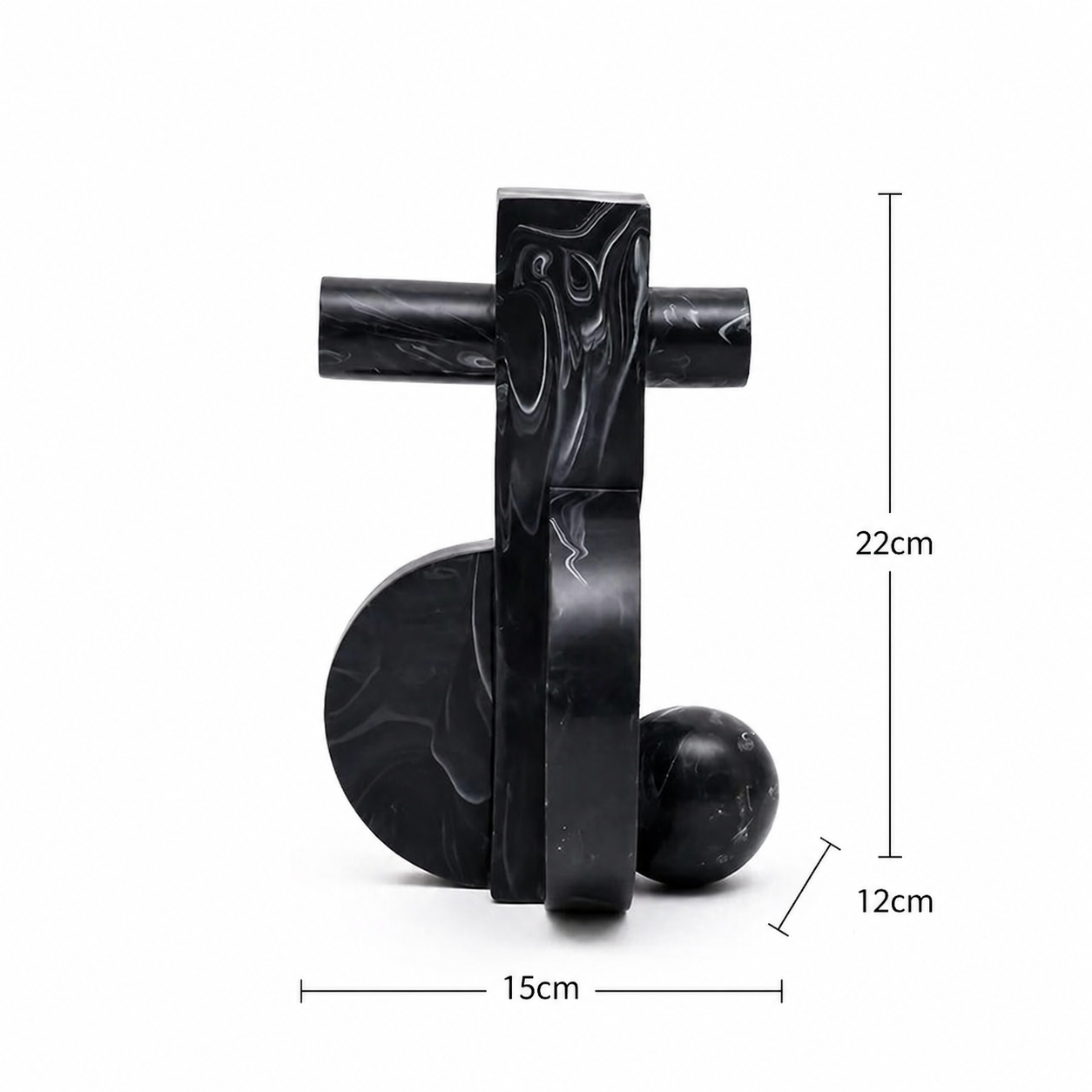 Modern Abstract Balance Sculpture in Black Matte Polyresin