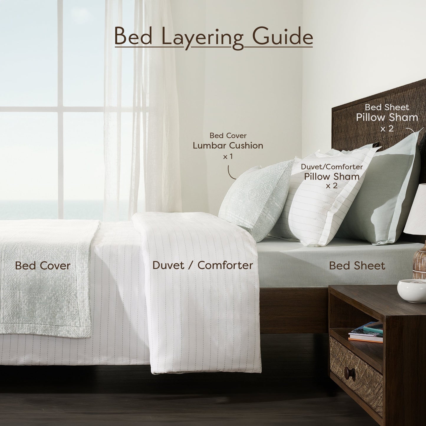 Duvet Cover | Cotton Bamboo Corner Loops | Double & Single Size | With 2 Pillow Shams