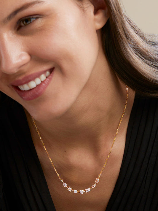 Gilt Finish Neck Chain – American Diamond Embellished – Base Metal Alloy – Single Unit