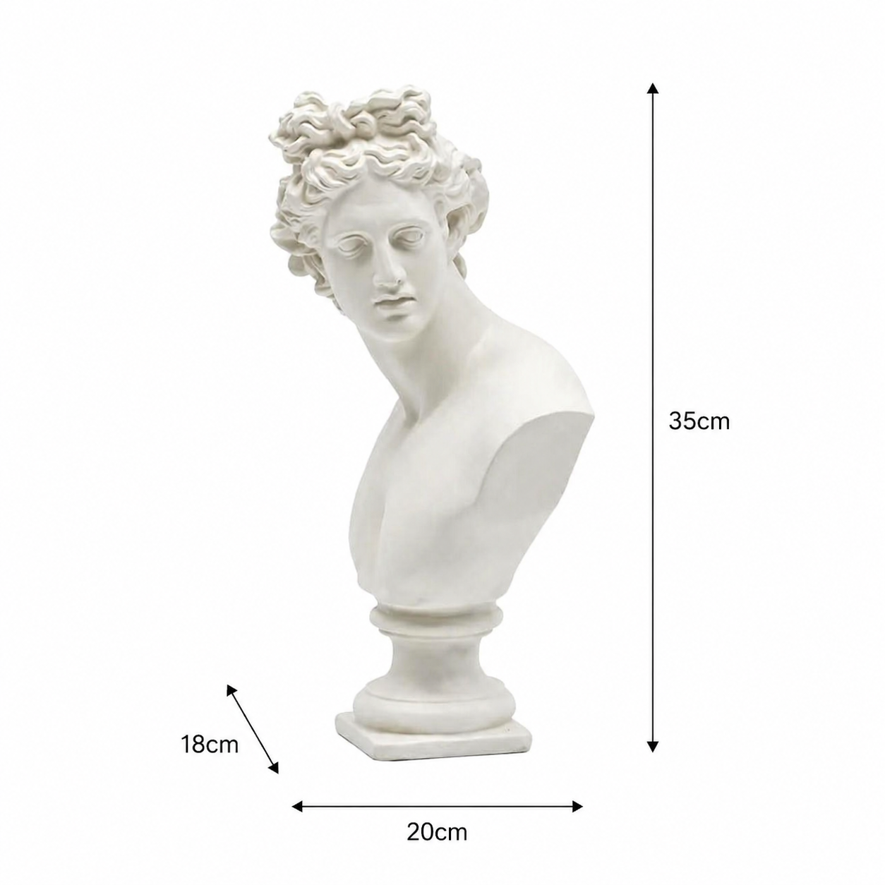 Ivory Neo-Classical Bust Sculpture in Matte Resin