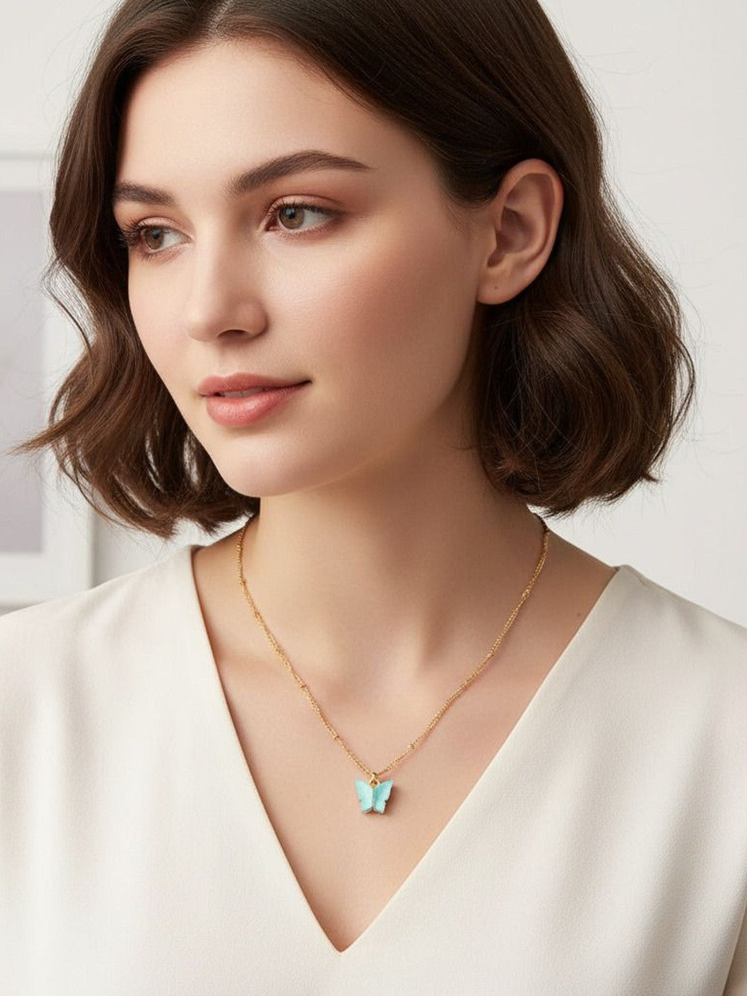 Gold-Plated Necklace – Blue Accent Jewellery – Alloy Base