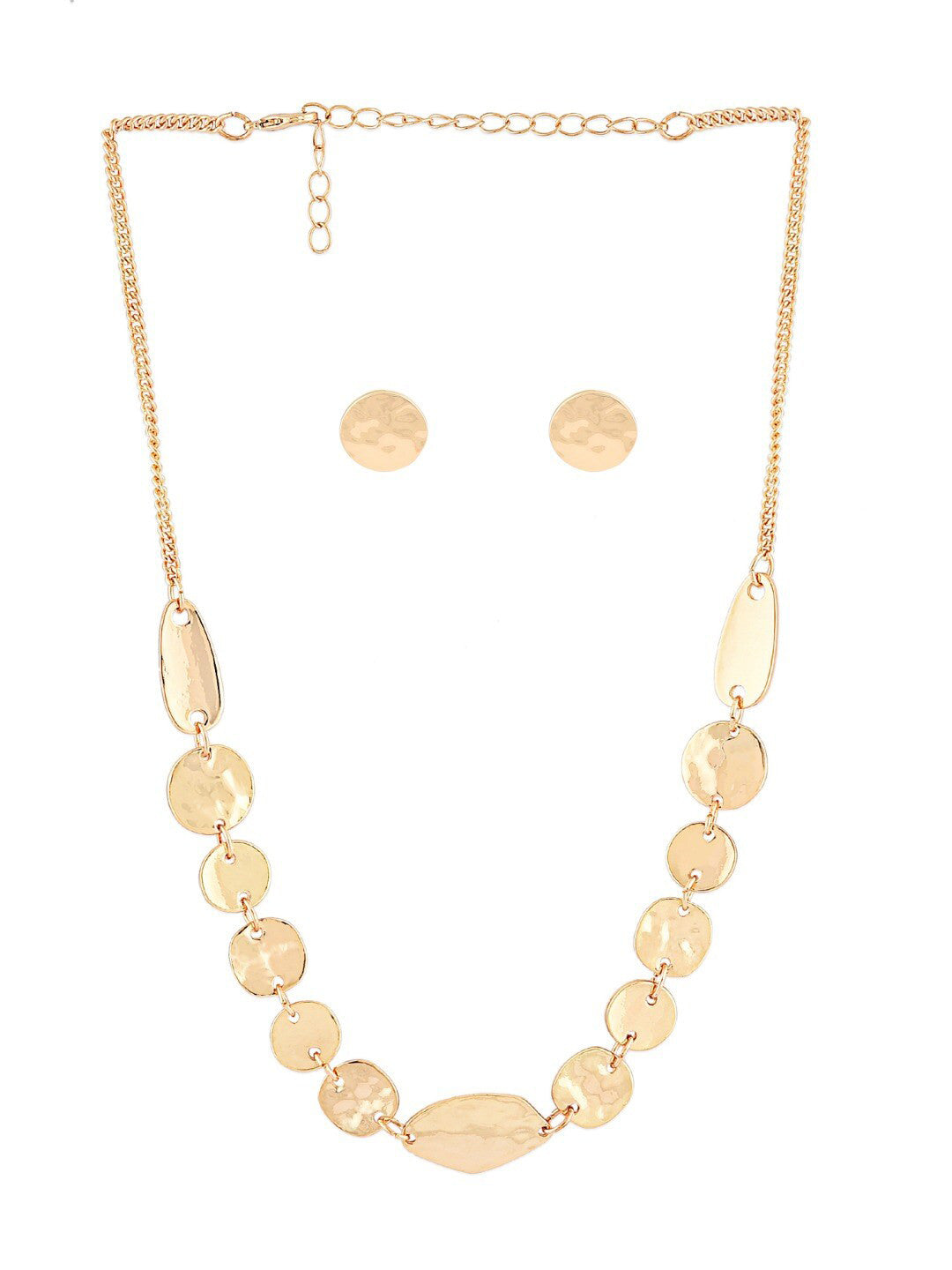 Gold-Plated Chain & Studded Earrings Set – Jewellery Accessory – Gold-Toned Alloy – Studded Detail