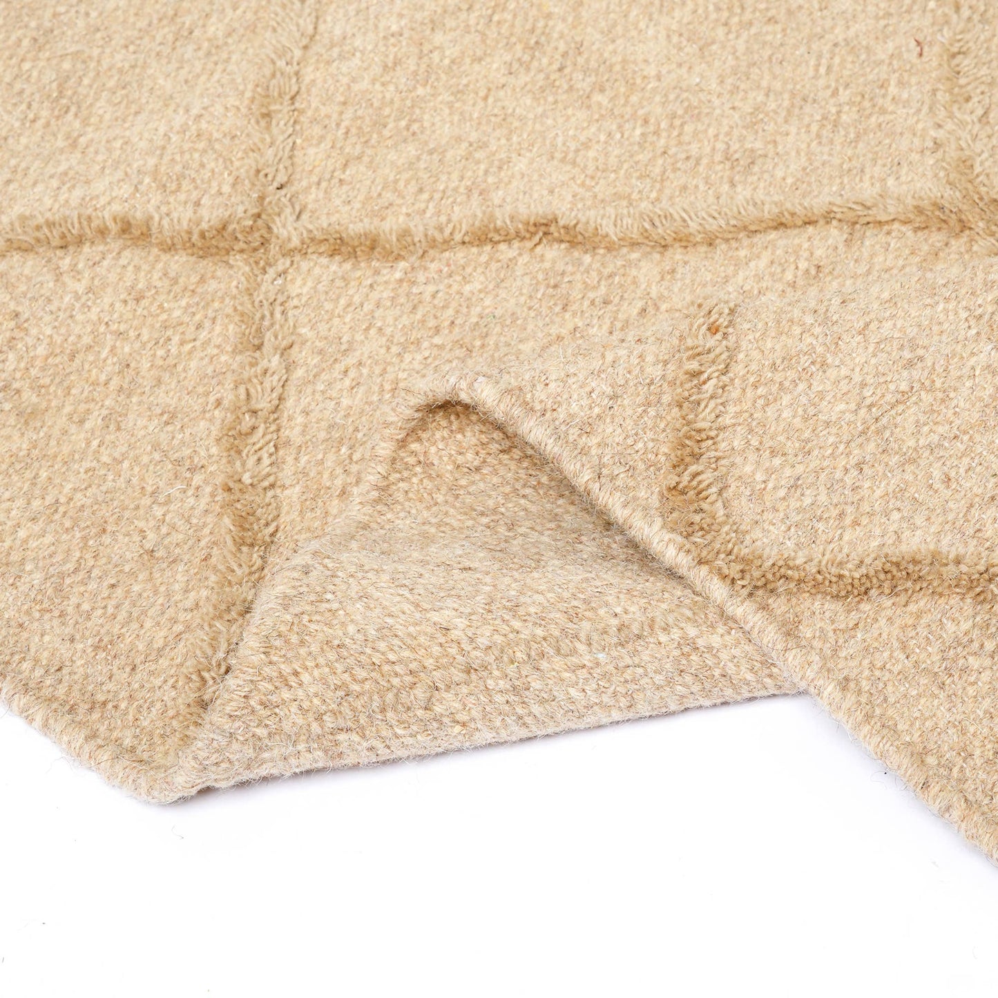 Hand Woven Crisscross Rug – Wool & Cotton | Natural Beige