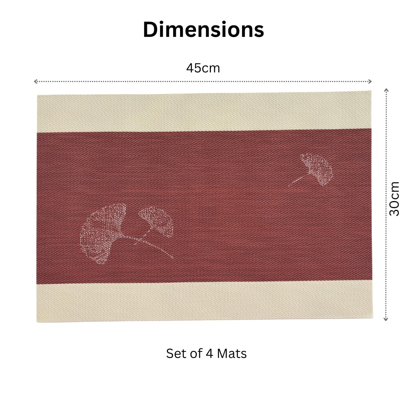 Premium Garnet Bloom Woven PVC Dining Table Placemats Set of 4 | Anti-Skid, Wipeable Kitchen & Table Decor Mats