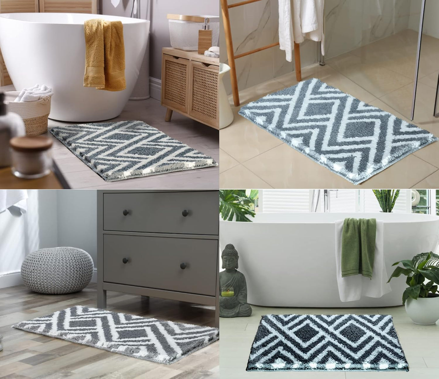 Super Soft Microfibre 2000 GSM Bath Mat 40x60 cm Pack of 1 | Absorbent Anti Skid Door Floor Mat Home Bathroom Kitchen