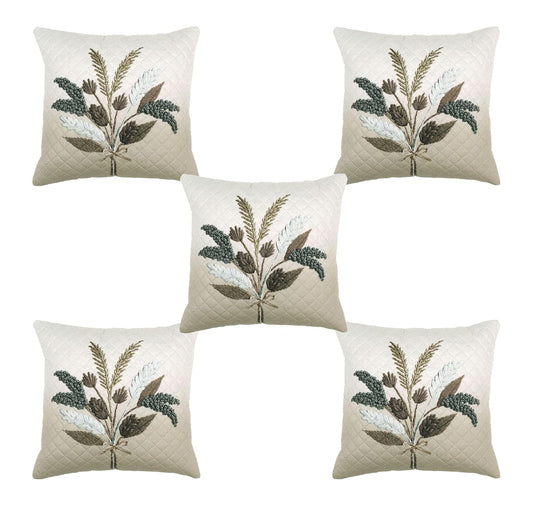 Floral Print Cushion Covers – Polycotton Blend – Invisible Zipper – 16x16 inch Set of 5