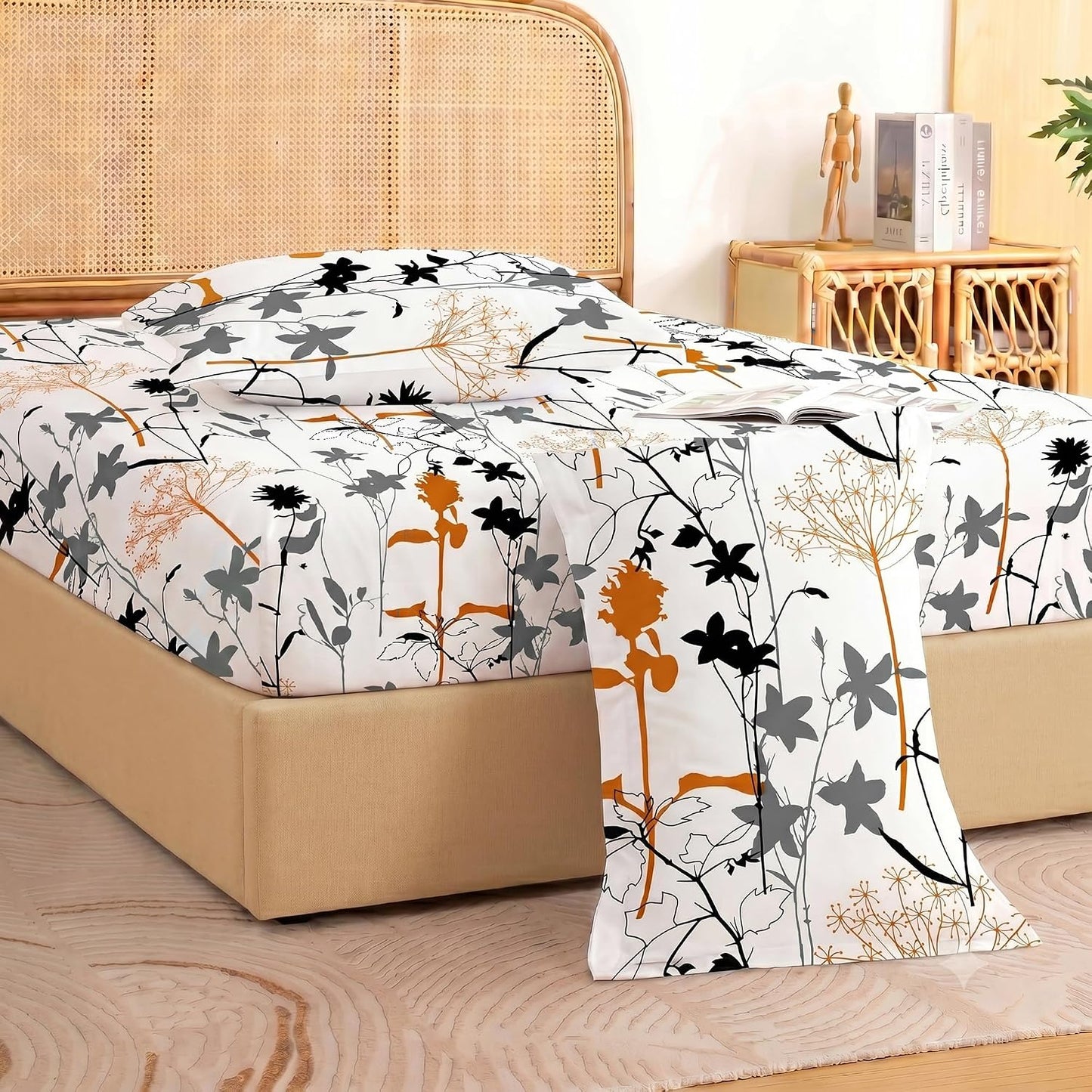Bedsheet | Air Cotton Fitted Durable | King Size, 182 x 198 cm, White, Set of 3