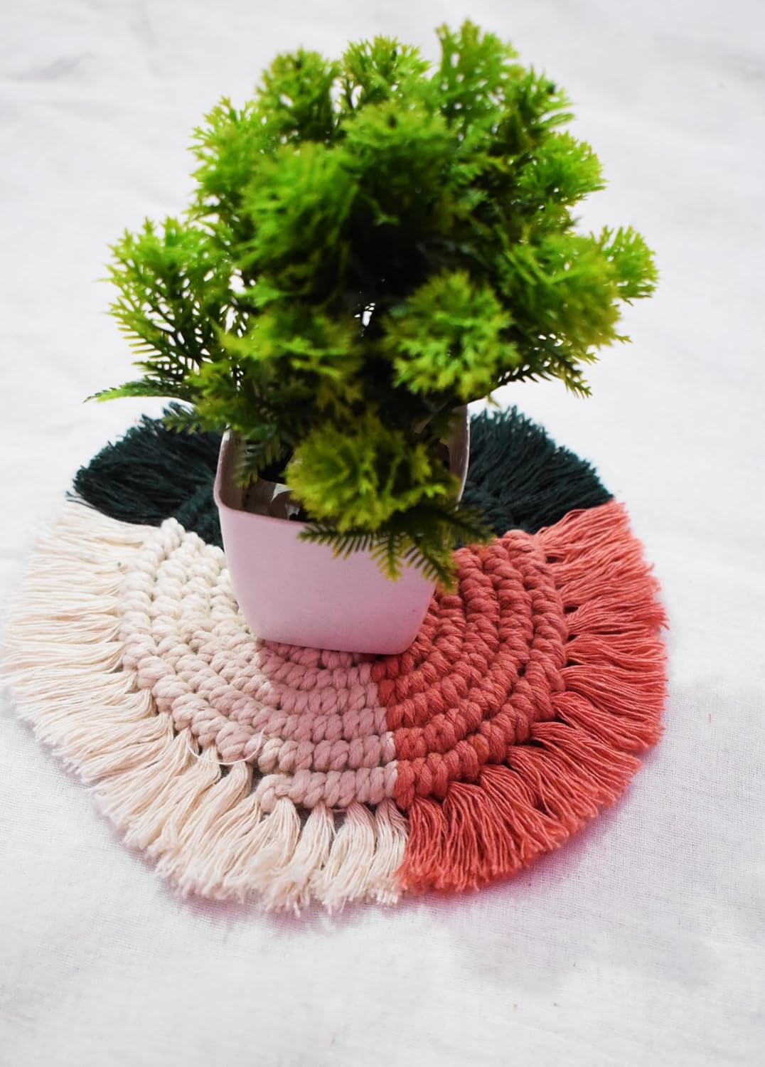 Multicolored Macrame Handwoven Cotton Coaster Set – 6" Diameter, 2-Pack