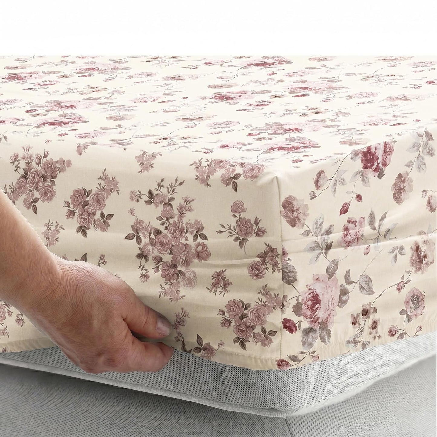 Bedsheet | Elastic Fitted Cotton Microfiber  | King, 182x198 cm, 2 Pillowcases | 240 TC