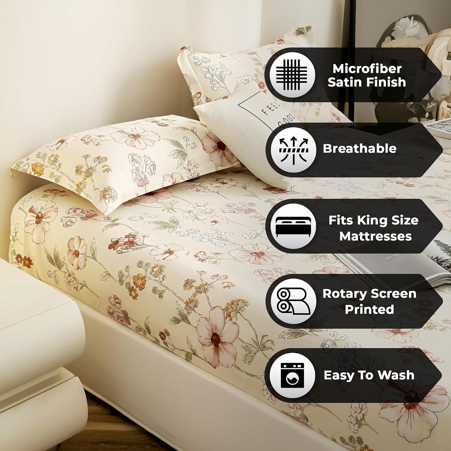 Bedsheet | Cloud Cotton 360 Elastic Fitted | King Size 3-Piece