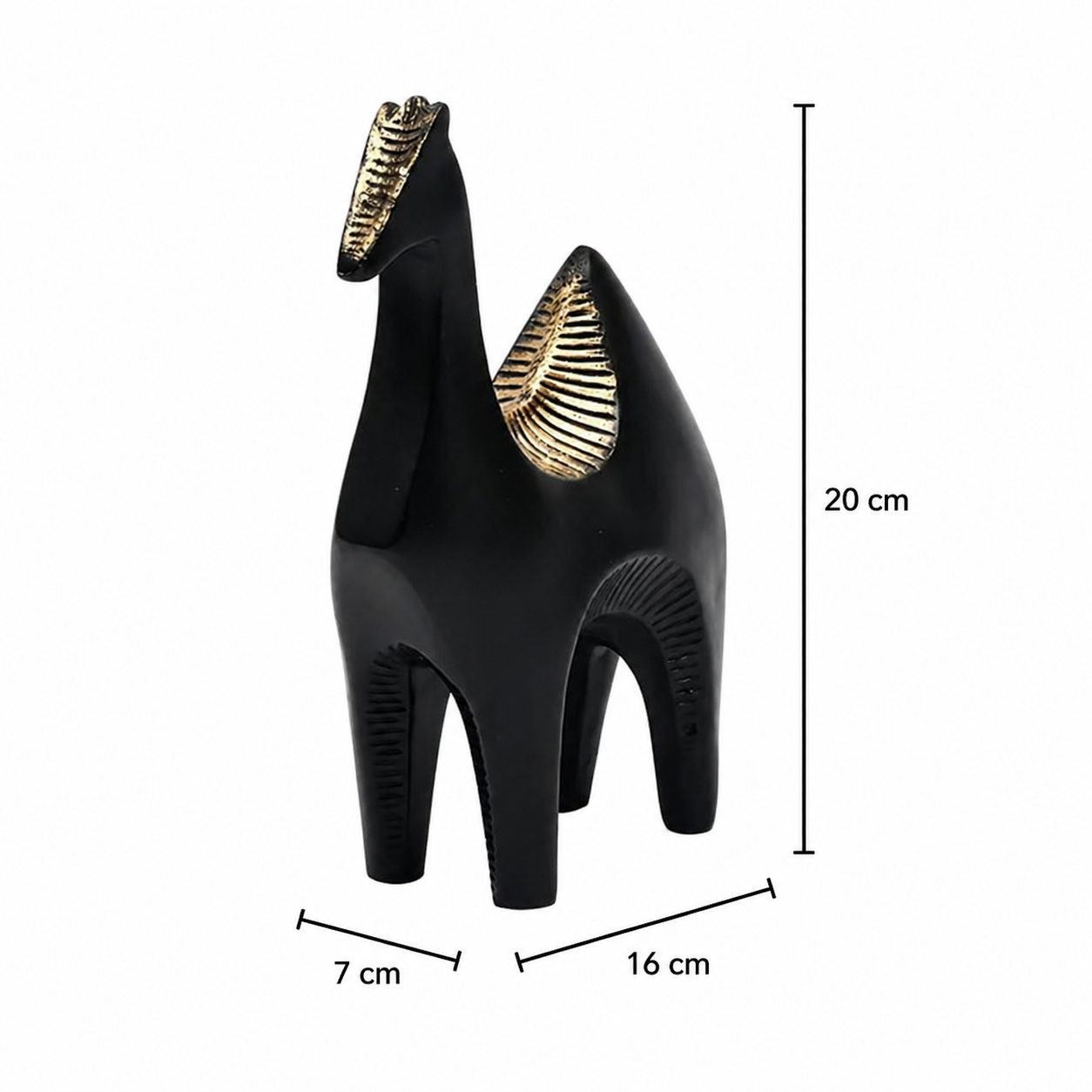 Modern Pasture Camel Sculpture in Black Matte Polyresin