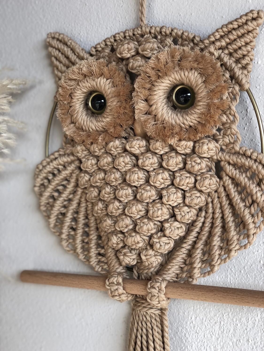 Owl Macramé Wall Hanging – Boho Home Decor – Handcrafted Cotton – 12 x 23in