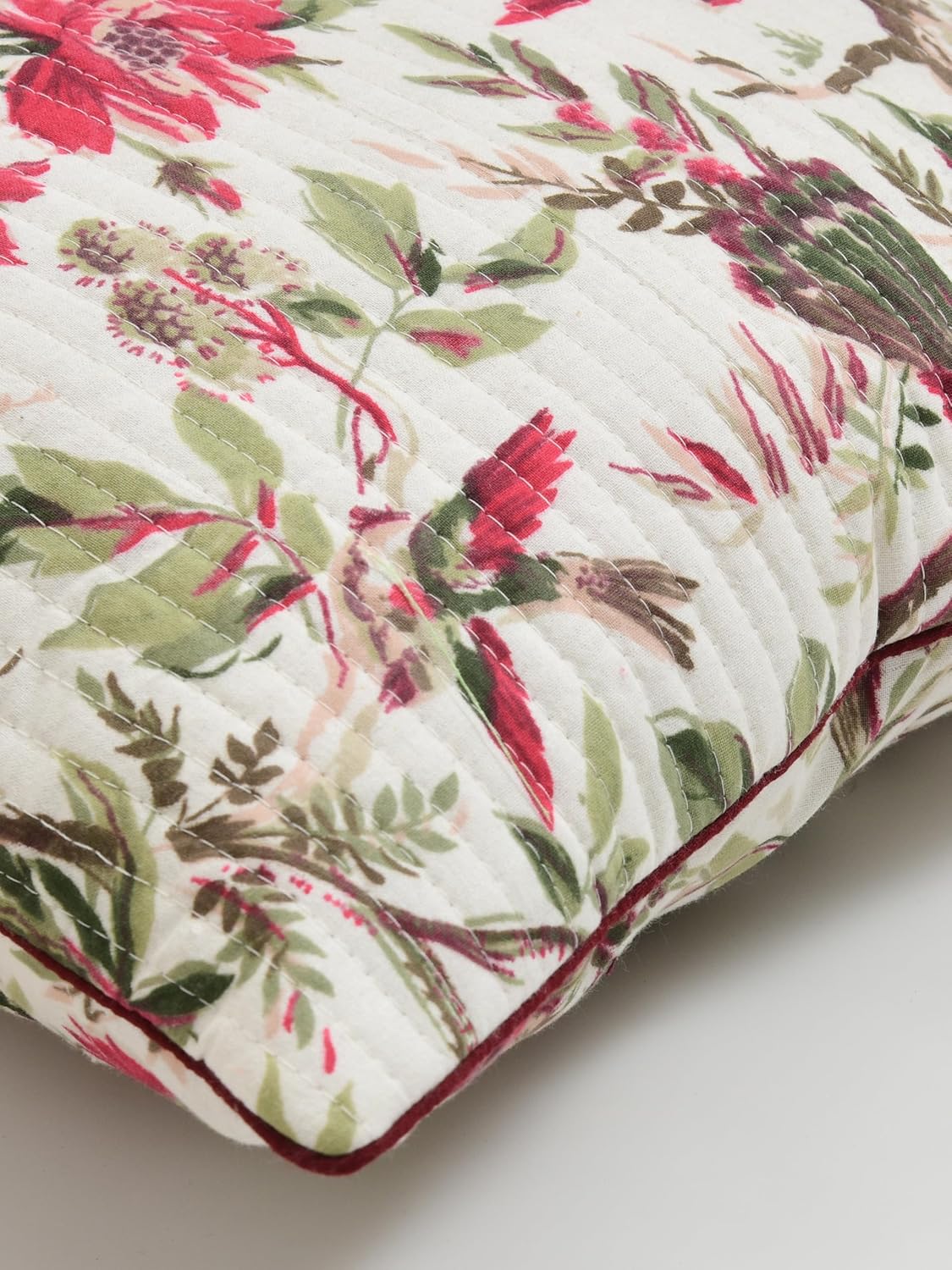 Hand Block Printed Floral Cotton Cushion Covers Set of 2, 16x16 inch | Decorative Sofa, Bed, Chair Home Decor Gift