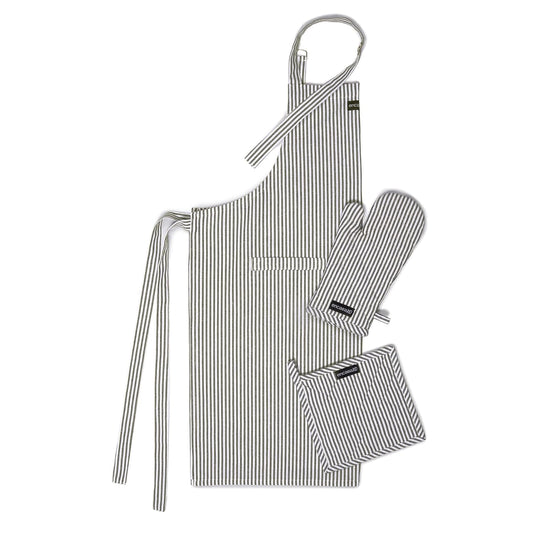 Kitchen Apron Set – 100% Cotton Cooking Combo – Adjustable Fit, Heat Resistant – 3-Piece