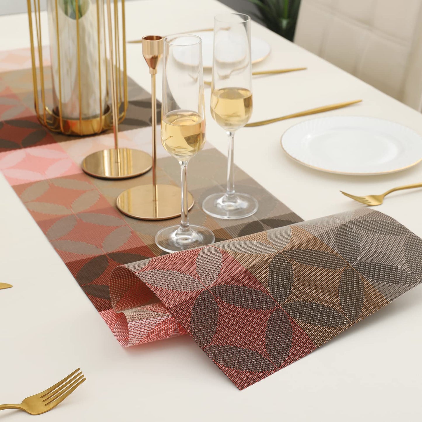 Modern Multicolored Clean Table Runner, 30x135 cm, 1 Pc | Dining Coffee Centre Table Decor, PVC Polyester Blend