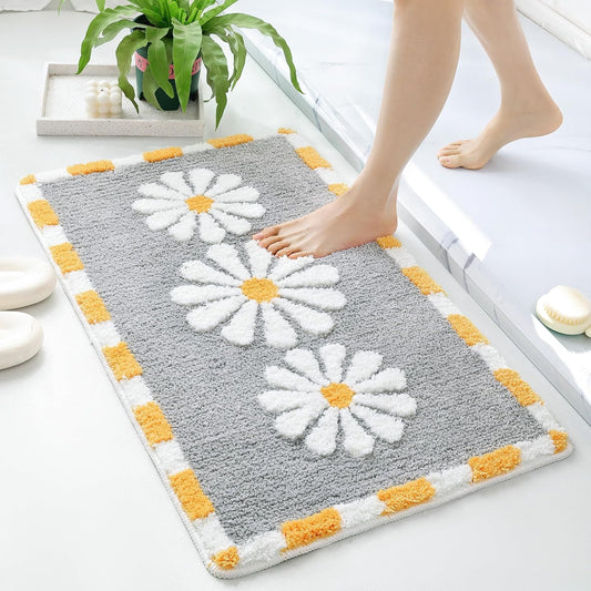 Blossom Super Soft Anti-Skid 2000 GSM Microfiber Mat (40x60 cm) Pack of 1 | Super Absorbent Bath Kitchen Door Floor Mat