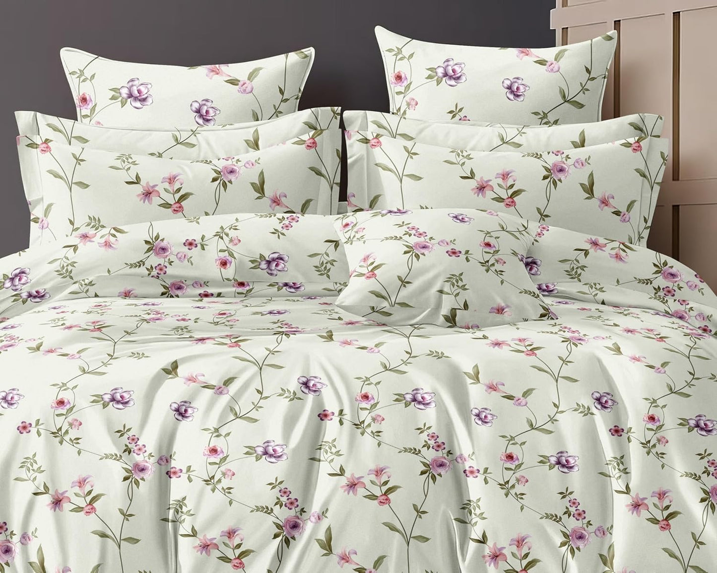 Elastic Fitted Bedsheet Set - Glace Cotton Printed - King Size, 3-Piece (72"x78")