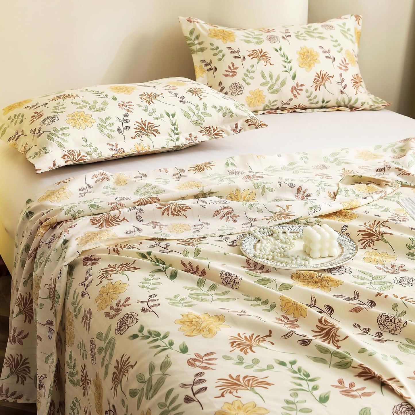King Size Bedsheet - Cloud Cotton 300 TC - Floral Design Set