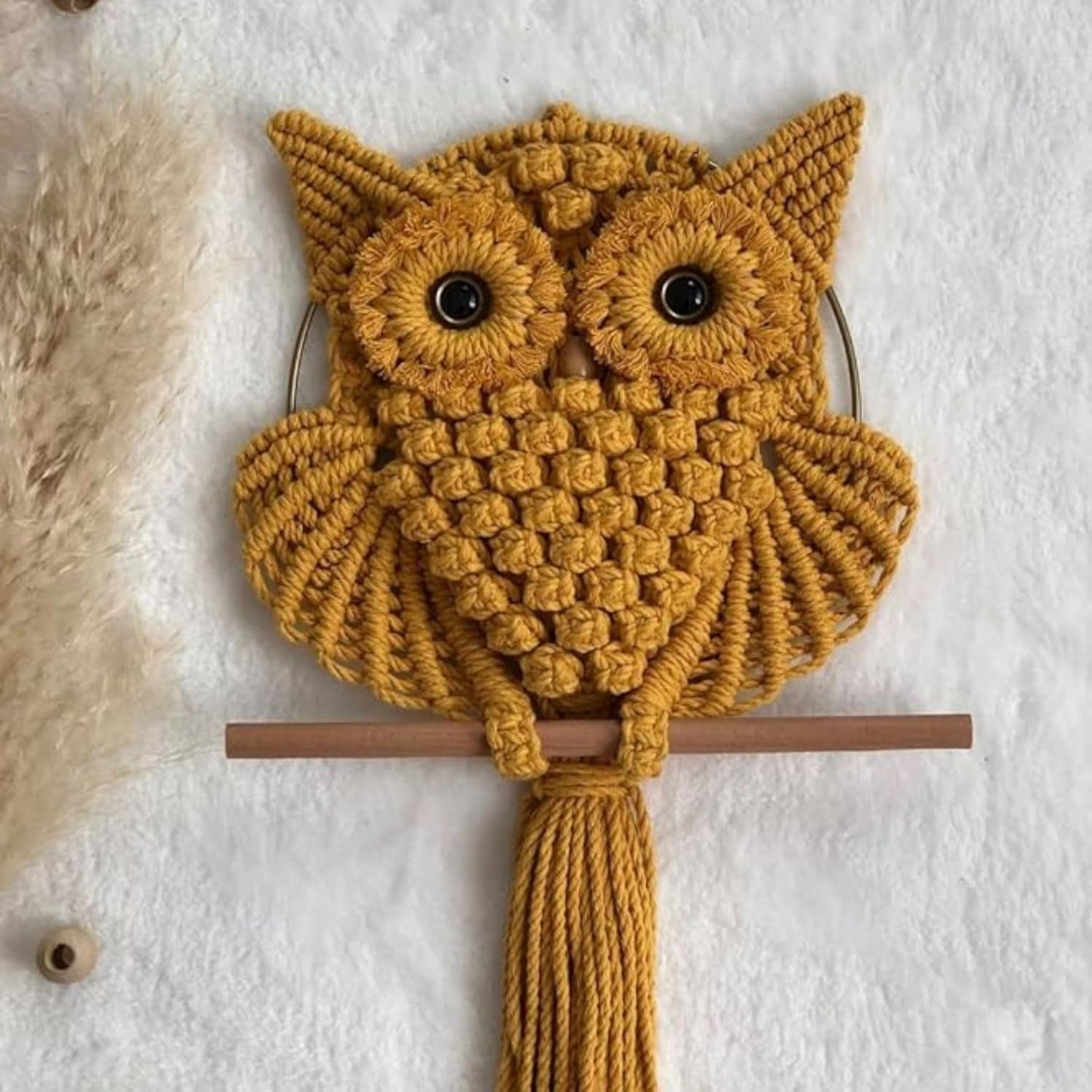 Macramé Owl Wall Decor – Natural Handwoven Cotton