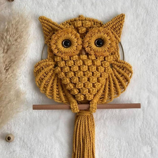 Macramé Owl Wall Decor – Natural Handwoven Cotton