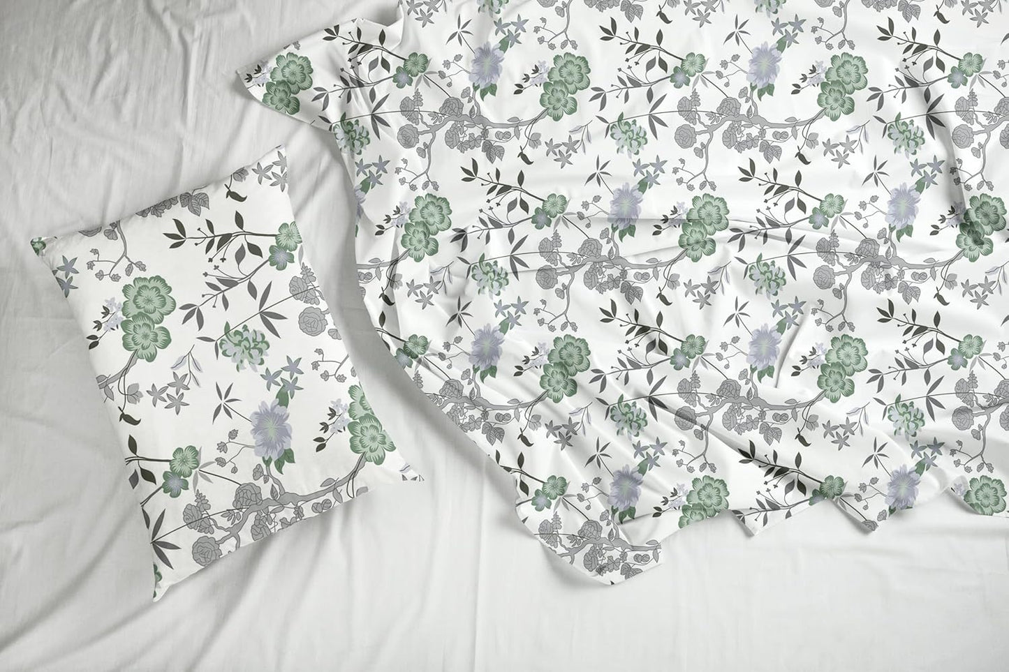 Ensemble de draps pour lit double - 100 % coton 144 fils/cm² - Doux et respirant, 2 taies d'oreiller