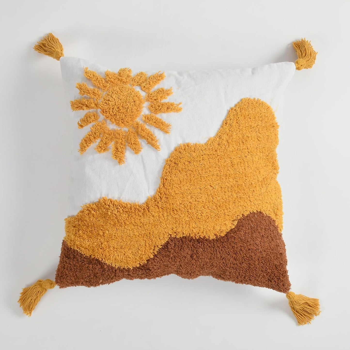 Boho Tufted Cushion Cover 16x16 inch Pack of 2 | Decorative Pillow Case for Sofa, Bed, Living Room, Bedroom