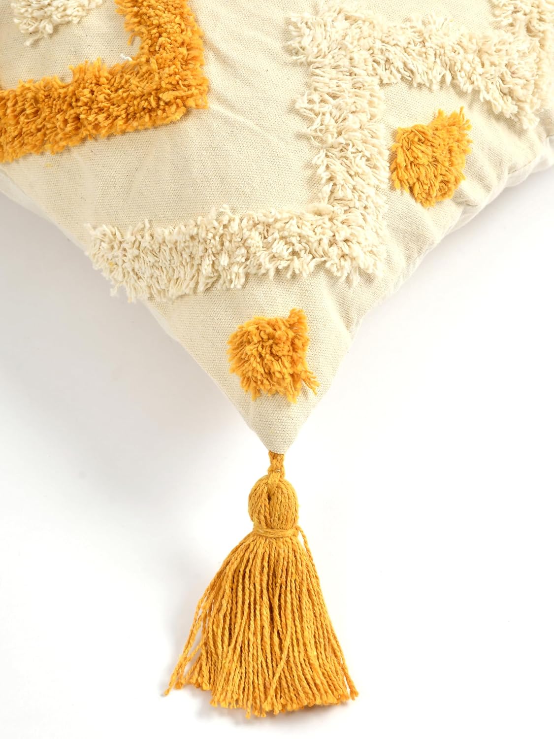 Boho Tufted Cotton Cushion Covers 16x16 inch Pack of 2 | Decorative Pillowcases for Sofa & Bed