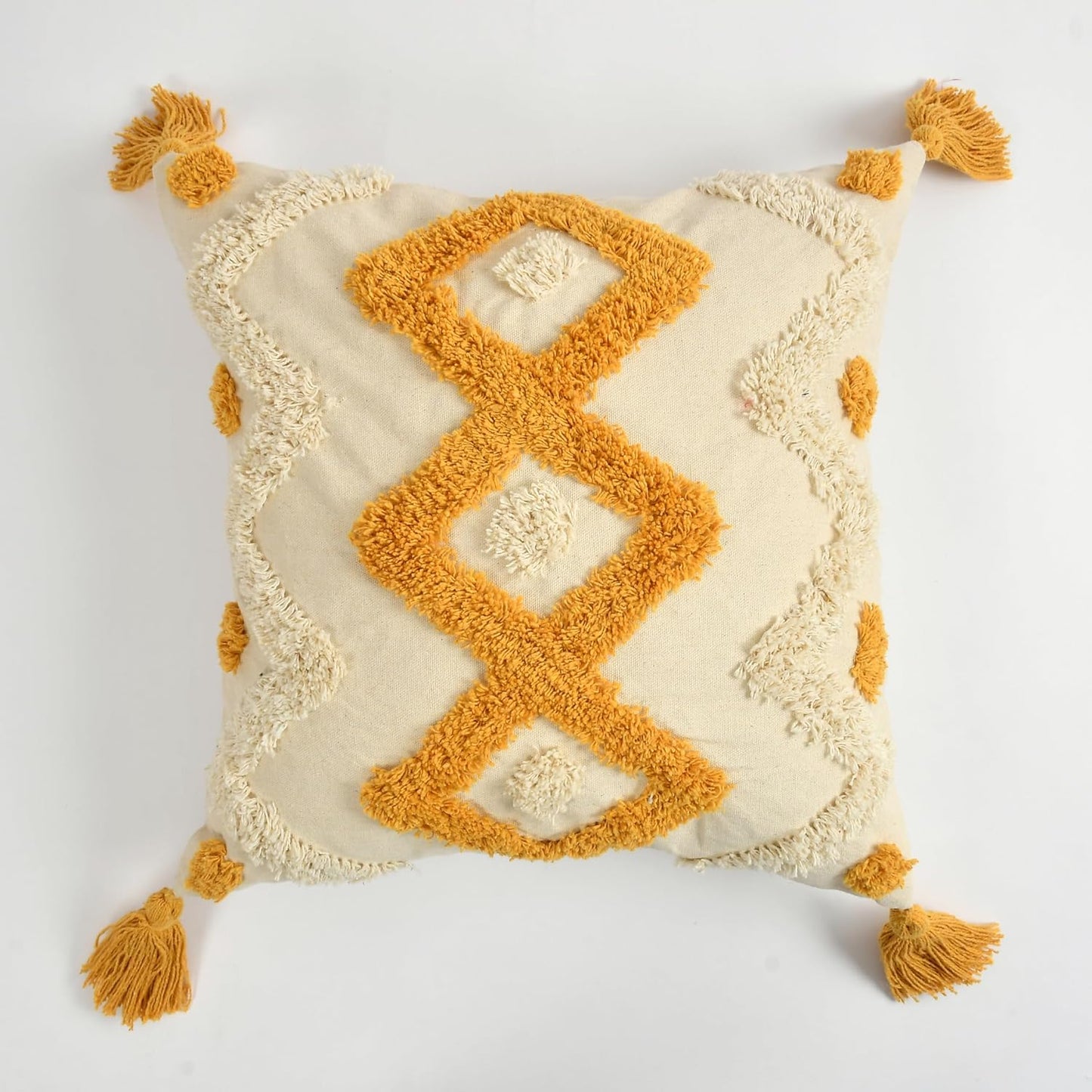 Boho Tufted Soft Cozy Cushion Cover 16x16 Inch, Pack of 1 | Decorative Pillow Cover for Sofa Bed Home Decor