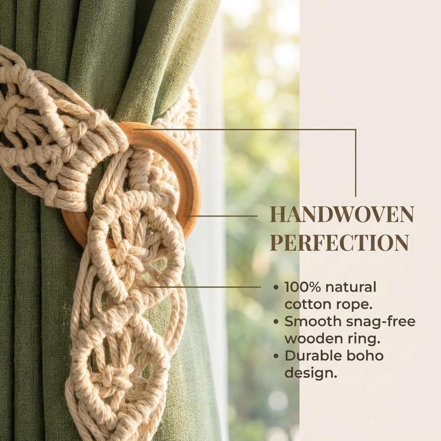 Artisanal Cotton Curtain Tieback – Pack of 2