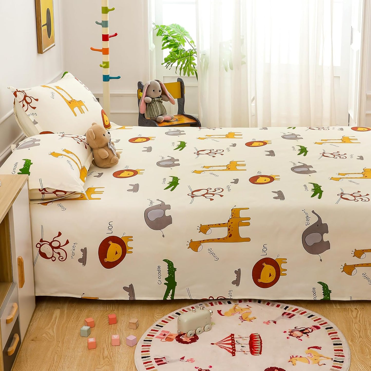 Bedsheet Set Double - Microfiber 180TC - Kids Safari Print 225x250cm