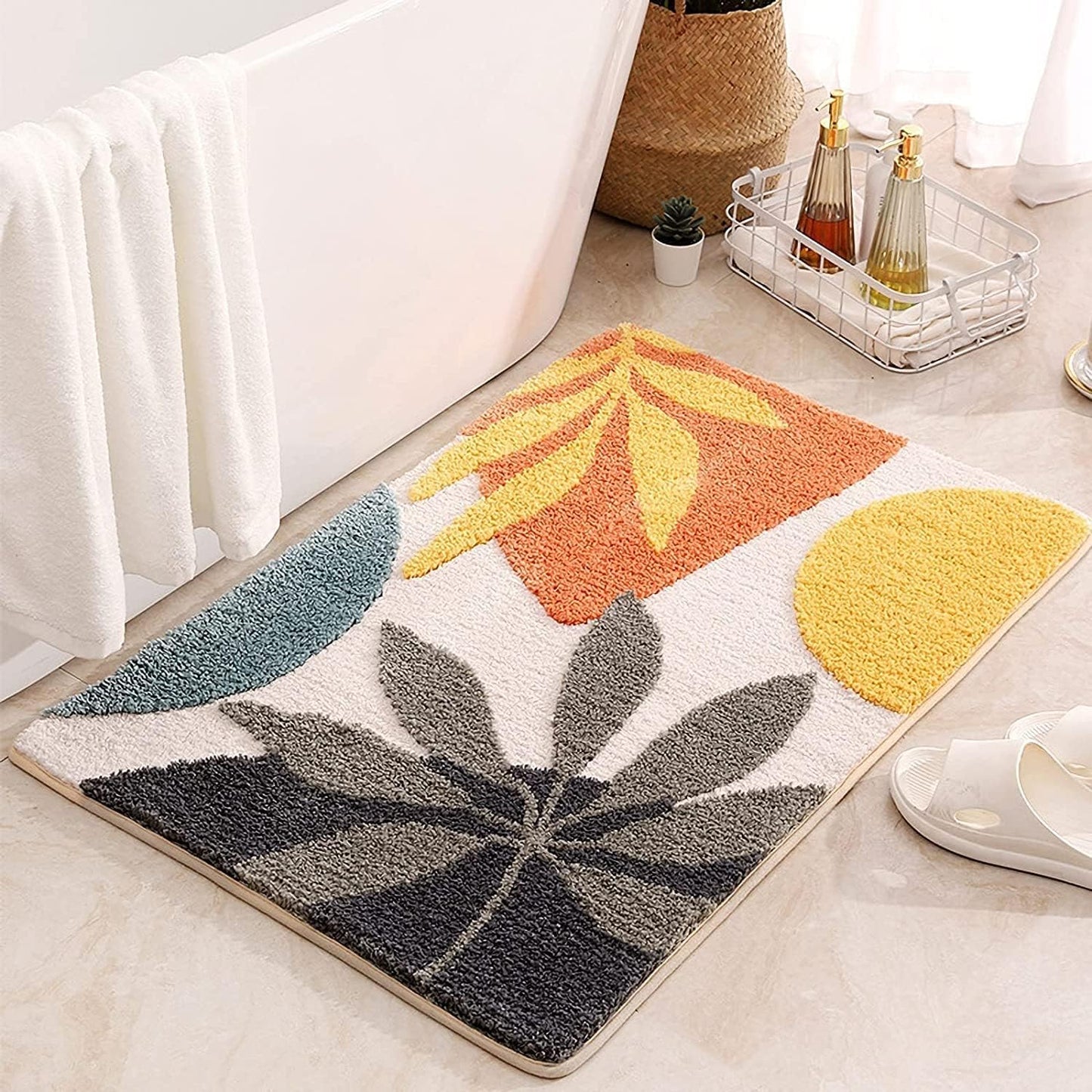 Luxurious Super Soft Anti-Skid 2000 GSM Microfiber Bath Mat 40x60 cm Pack of 1 | Absorbent Door Floor Mat for Home Bathroom Kitchen