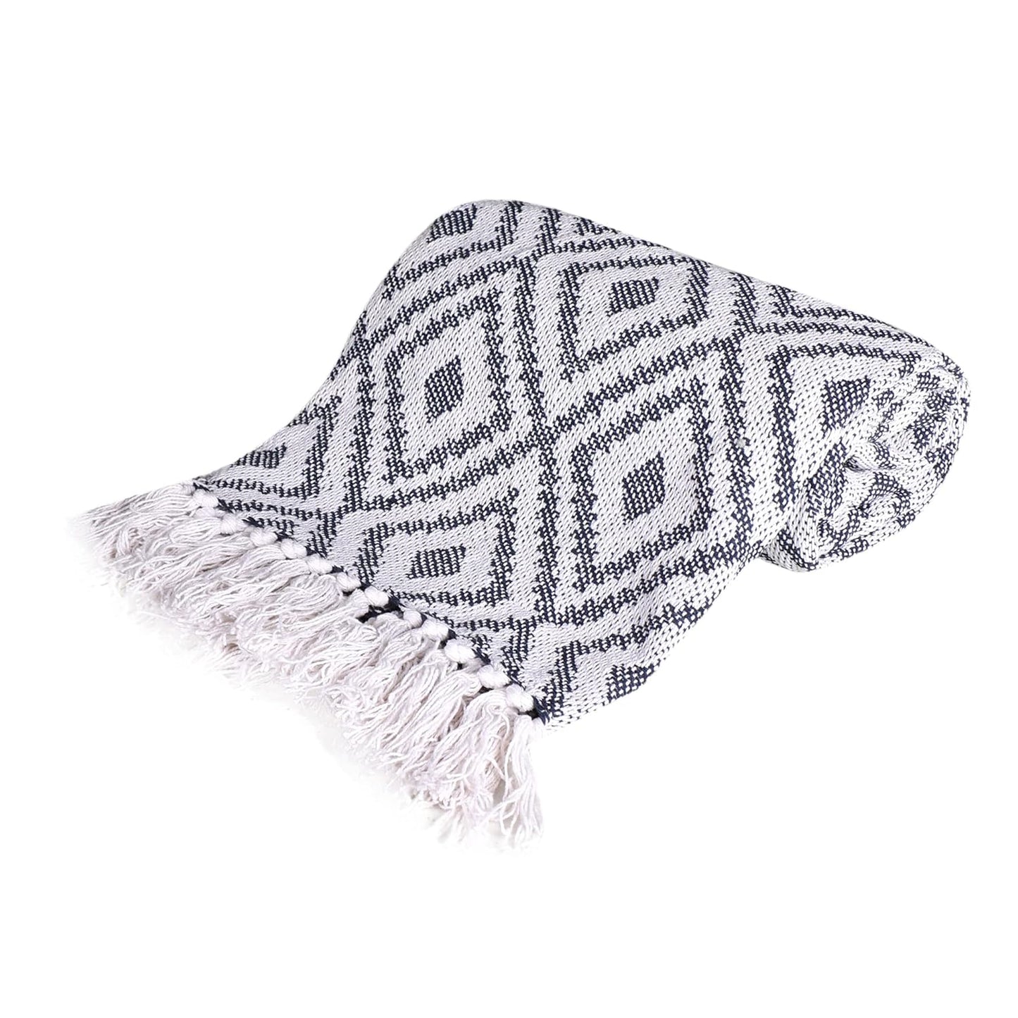 Geometric Throw Blanket – Soft Cotton, Wrinkle Resistant – 125x150 cm, Single Unit