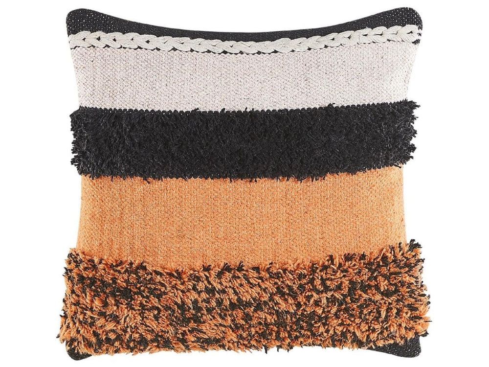 Boho Hand Crafted Pit Loom Cushion Cover 18x18 Set of 1 | Bohemian Decorative Couch Pillow Case with Hidden Zipper