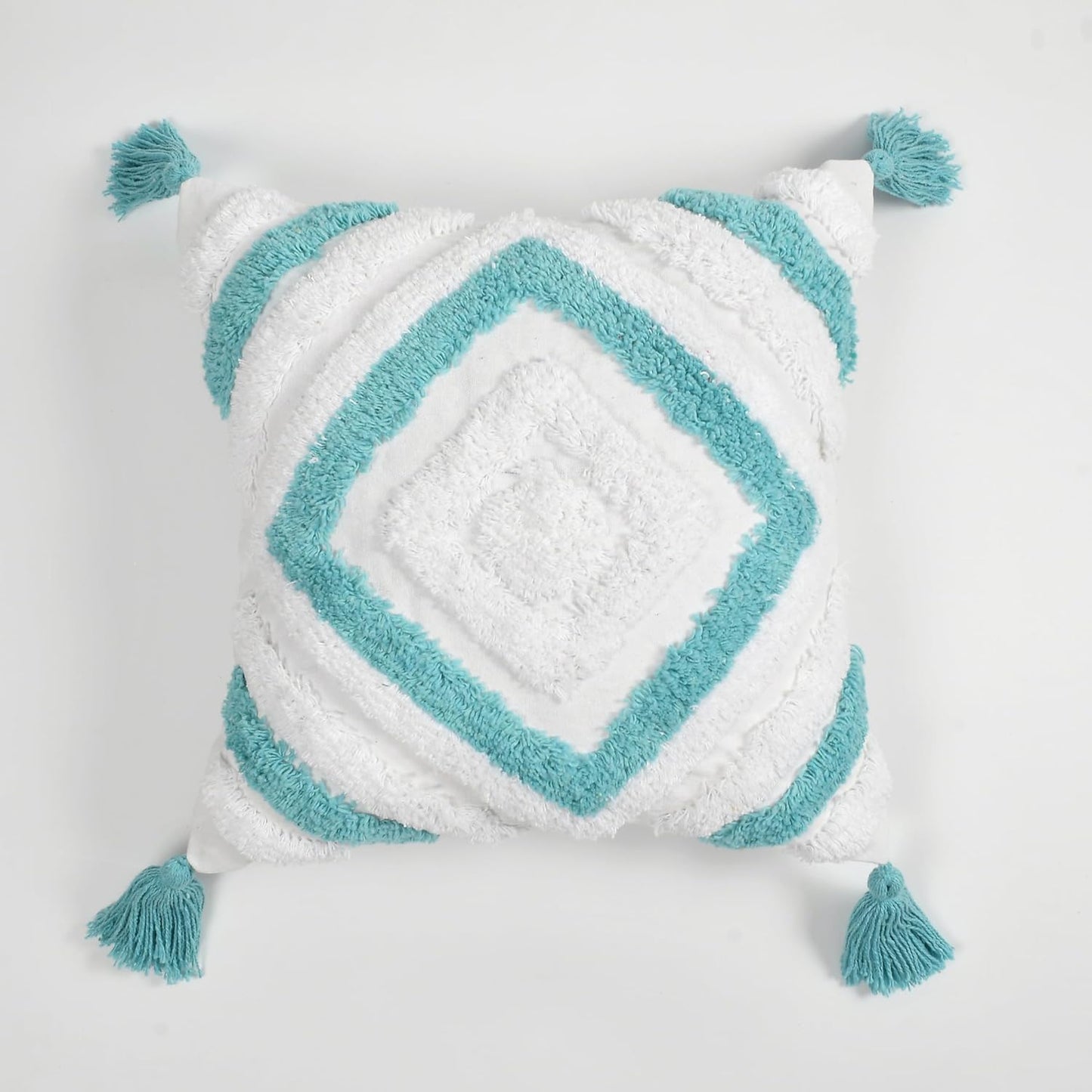 Boho Tufted Cushion Cover 16x16 inch Pack of 2 | Decorative Pillow Case for Sofa & Bed