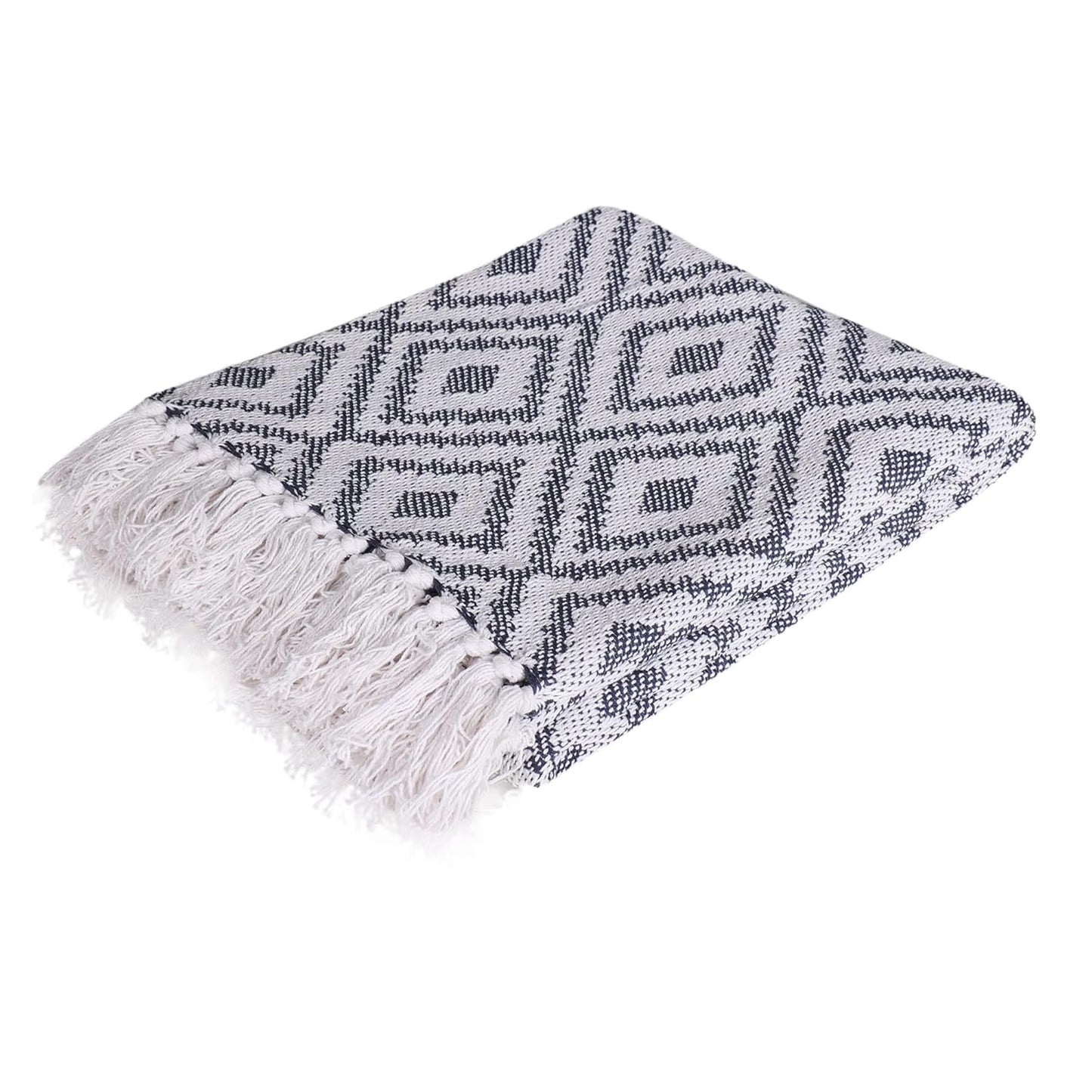 Geometric Throw Blanket – Soft Cotton, Wrinkle Resistant – 125x150 cm, Single Unit