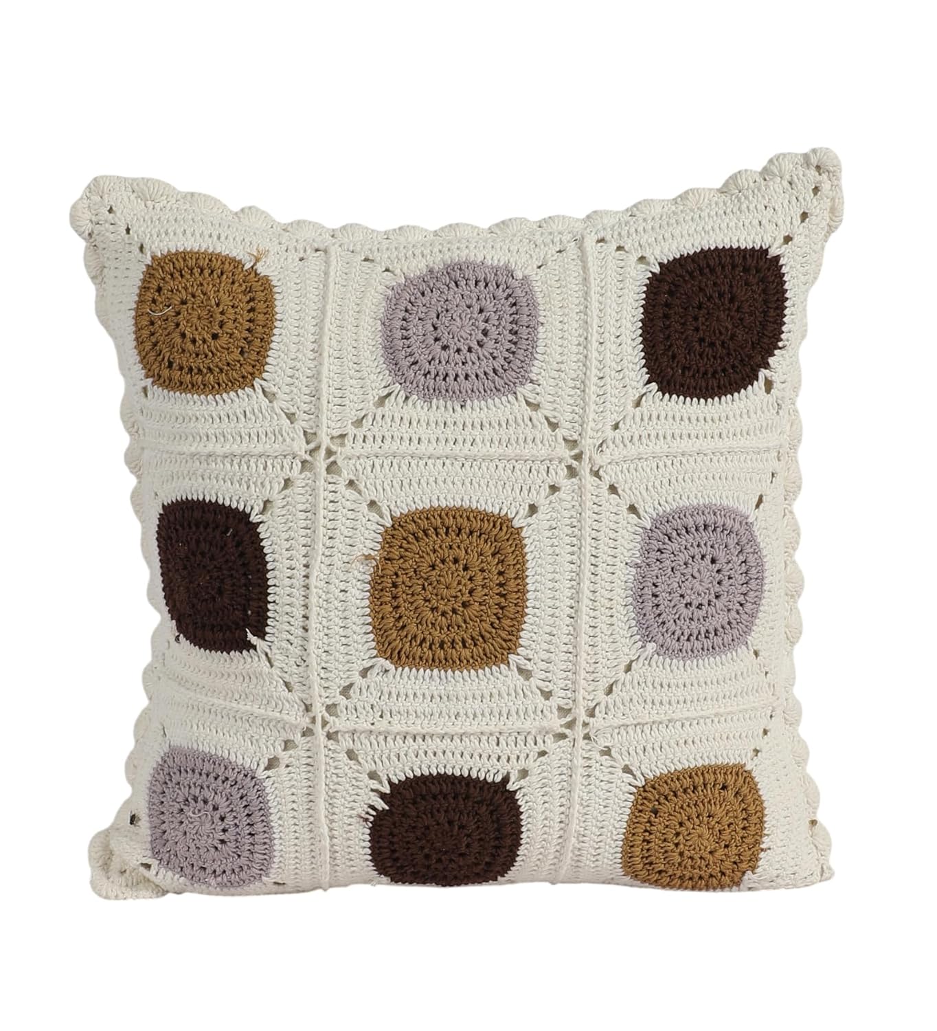 Hand-Crocheted Dahlia Cushion – Premium Cotton Yarn – 16x16 in