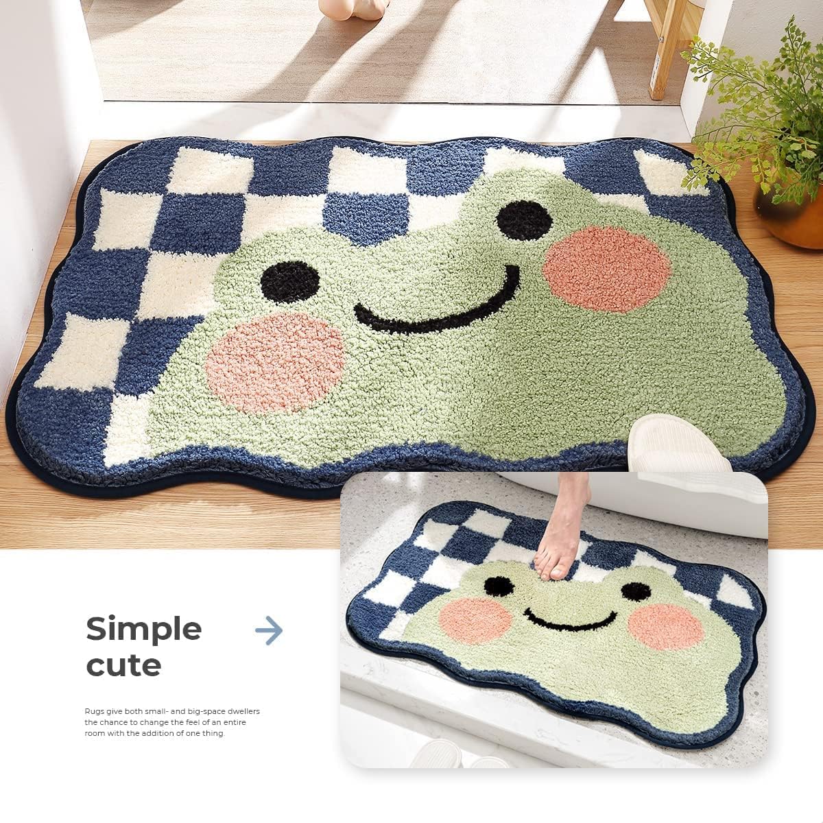 Frog Super Soft Anti Skid Super Absorbent Microfibre 2000 GSM Mat 50x80 cm Pack of 1 | Bathroom Bedroom Kitchen Door Floor Mat