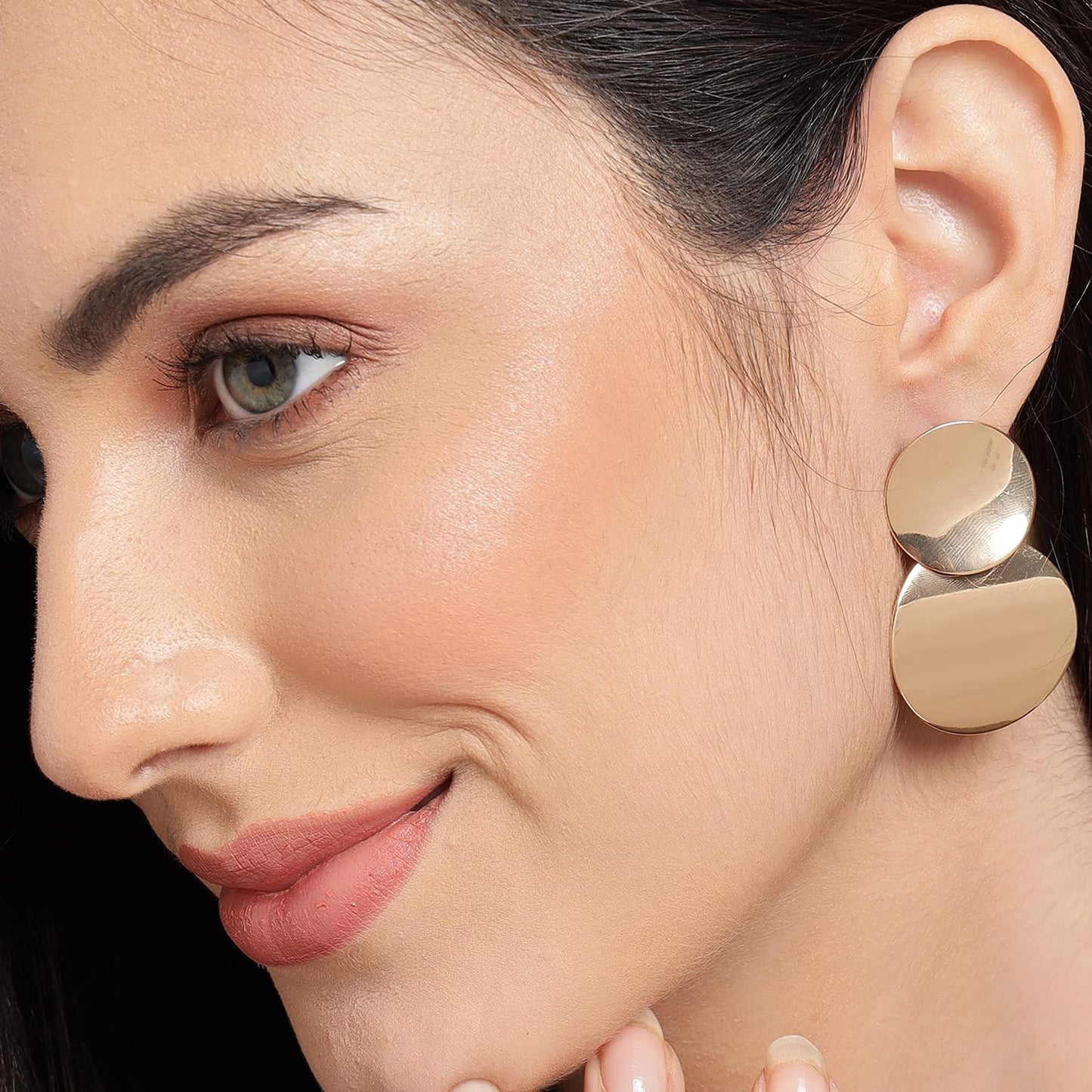 Modern Statement Drop Earrings – Fashion Jewelry – Brass Gold Plated – Light Weight