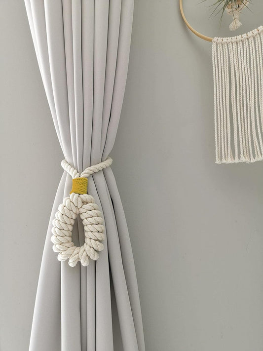 Hand-Woven Curtain Tieback – Cotton Macrame Design - Set of 2
