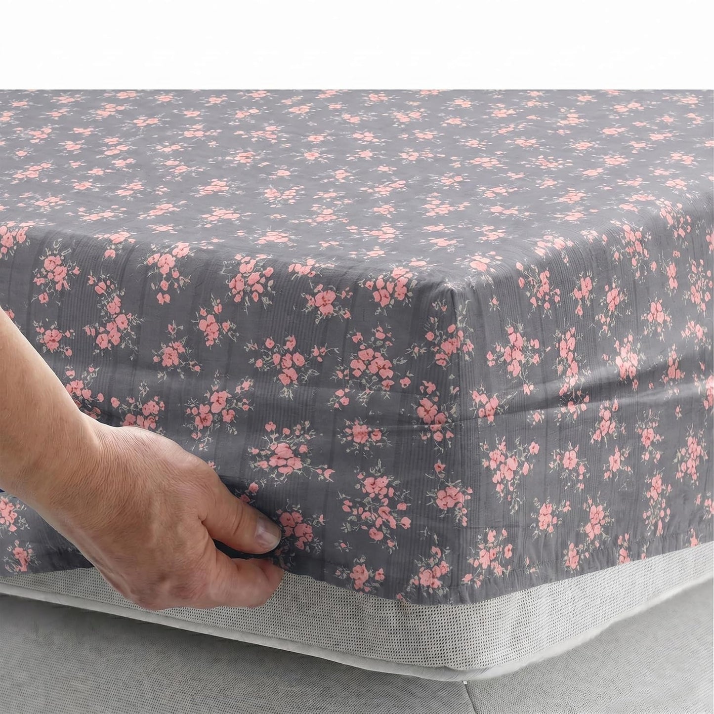 Bedsheet | Air Cotton 240TC Fitted | King Size, Dark Grey, 3-Piece