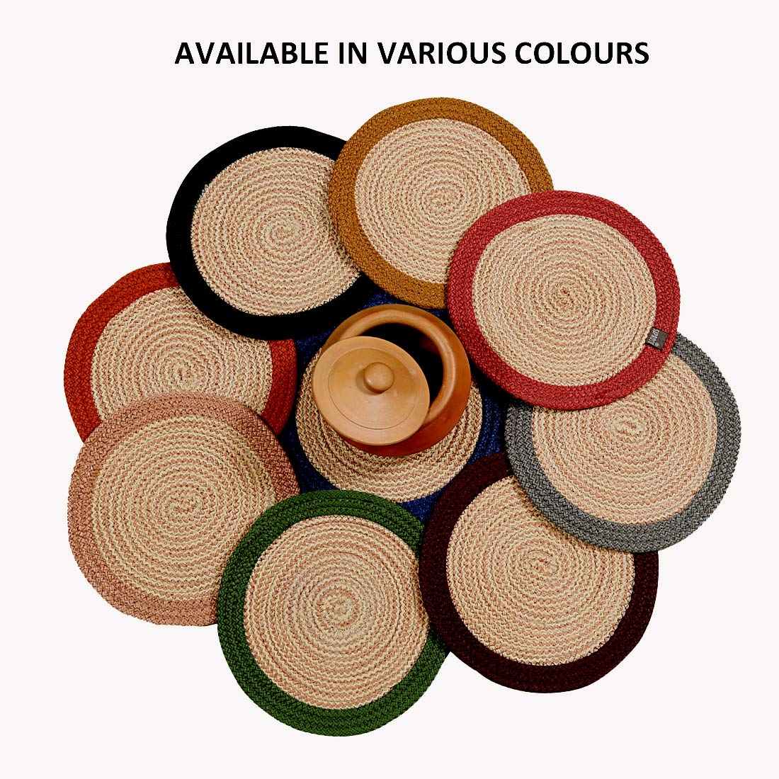 Braided Round PP Trivet Set (3 PCS, 9" Dia) | Pot Mat for Dining Table, Hot Pots, Casseroles